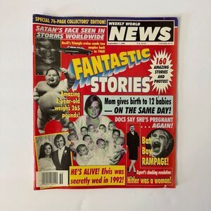 Vintage Weekly World News Tabloid Paper 1999 Bat Boy Rampage Retro Pop Culture